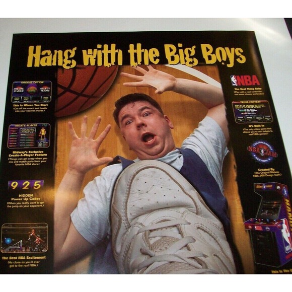 NBA Hang Time Arcade POSTER Original Video Game Wall Artwork 28" X 22.5" - Picture 6 of 6